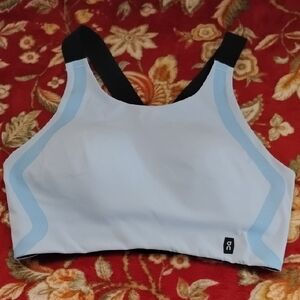 On Running Light Blue and Black Sports Bra